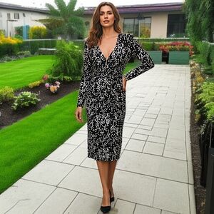 Diane Von Furstenberg Target Wrap Dress S Sea Spots Midi Corpcore Office‎ Siren